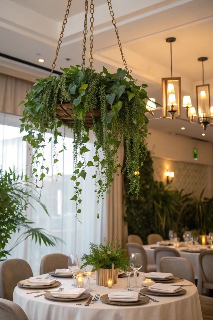 Arranjo pendente com flores e folhagens permanentes - opção 10