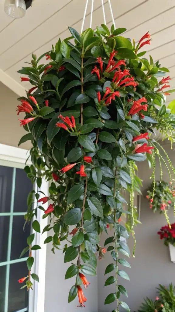 Arranjo pendente com flores e folhagens permanentes - opção 26