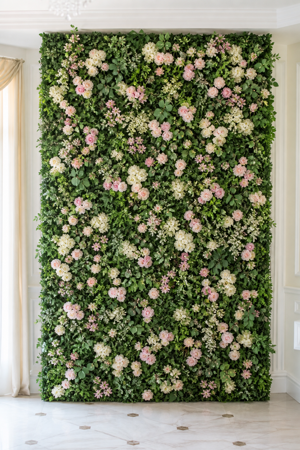 Muro verde com folhagens tropicais
