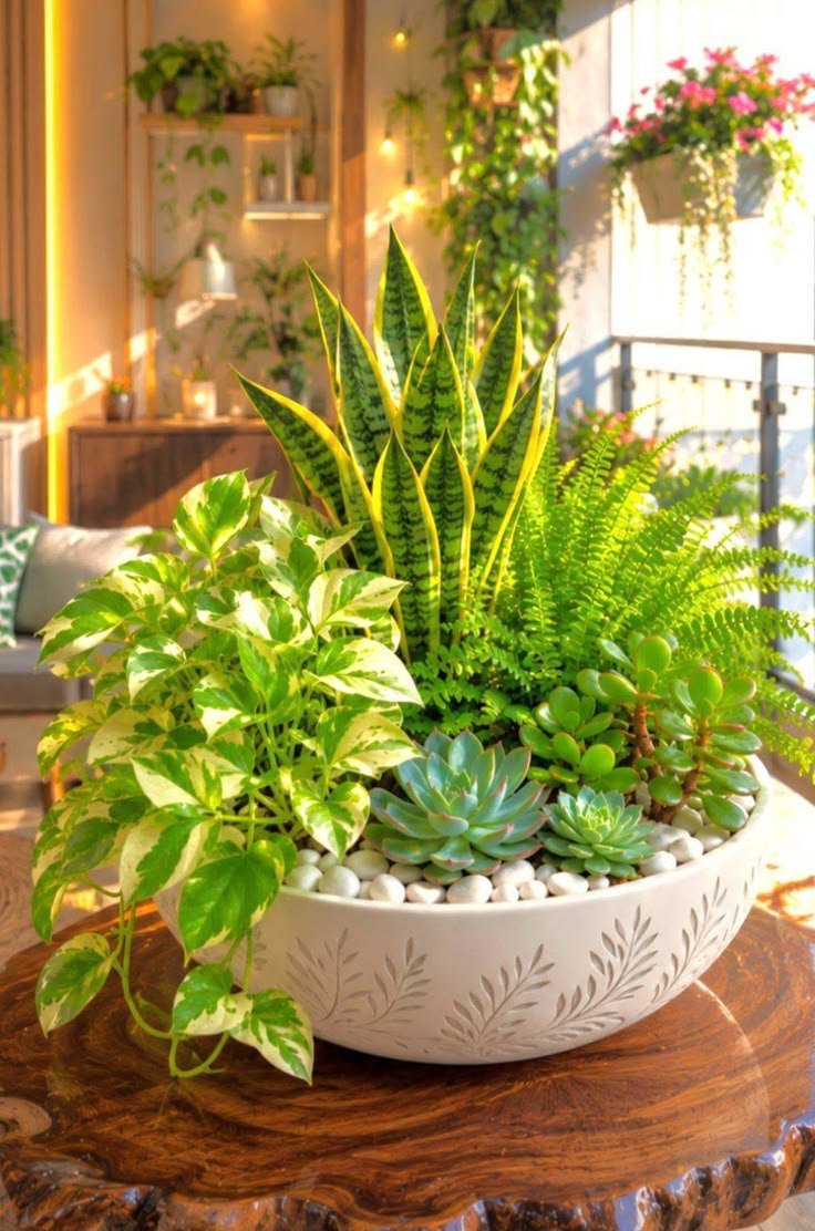 Ambientação residencial com flores e plantas permanentes - opção 16